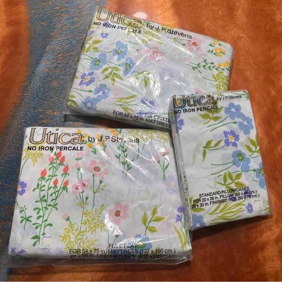 Vintage Utica by JP Stevens Happy Flowers Sheet Set Full Size 4 Pieces NWT - Picture 1 of 12